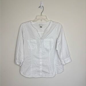 Christopher & Banks Button-Down Shirt White Black‎ Polka Dots Small BNCM3